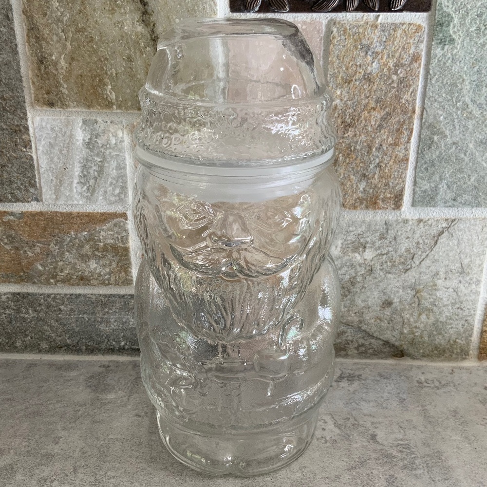 Santa Shaped Glass Santa Treat Jar